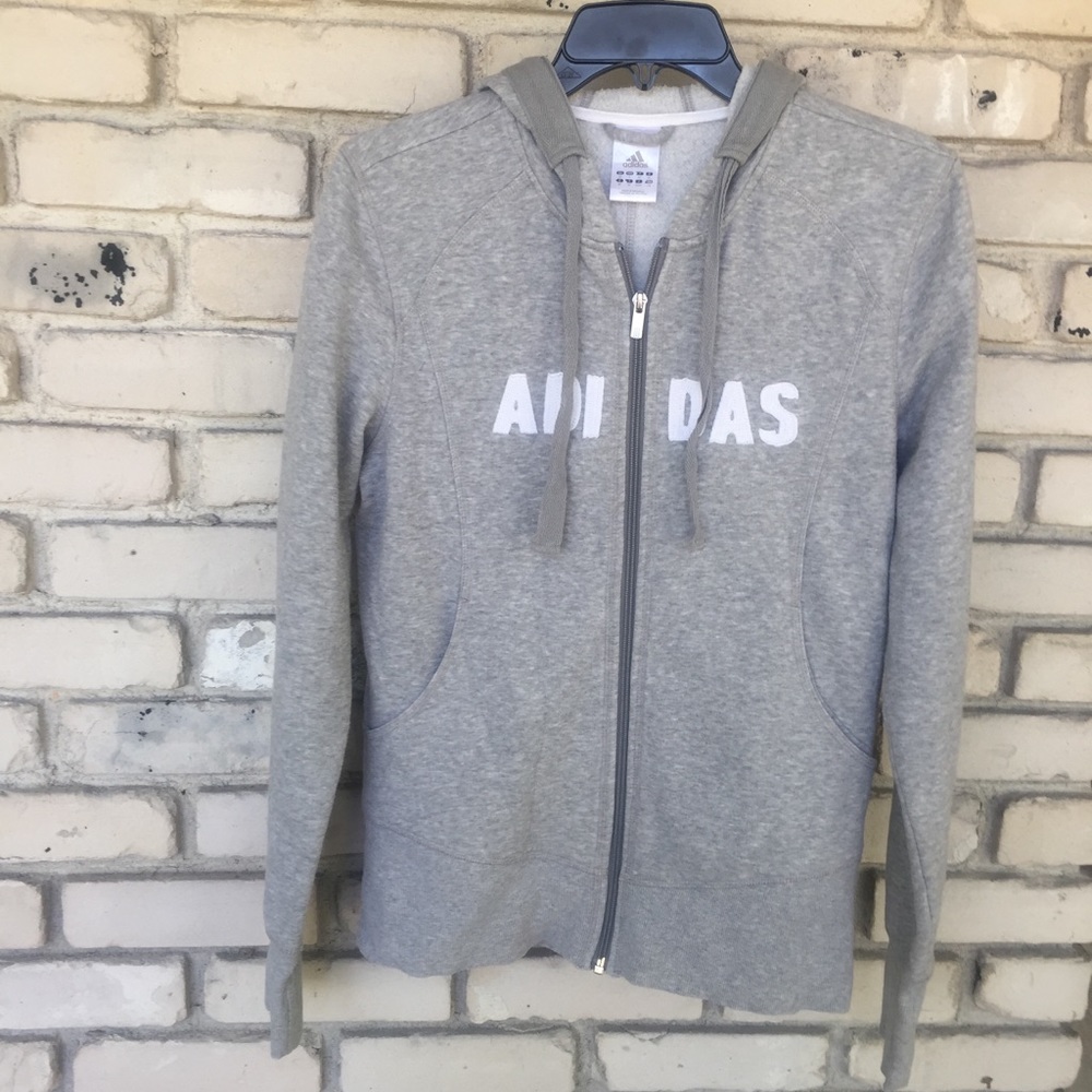 Adidas sweatshirt gray hoodie jacket